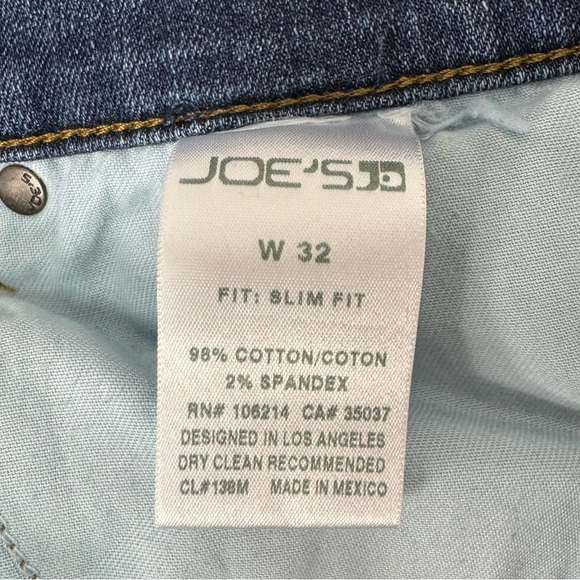 Joes Jeans Denim Slim Fit Dark Wash Blue Solid Palumbo Cotton Stretch Flat Front - Picture 8 of 8